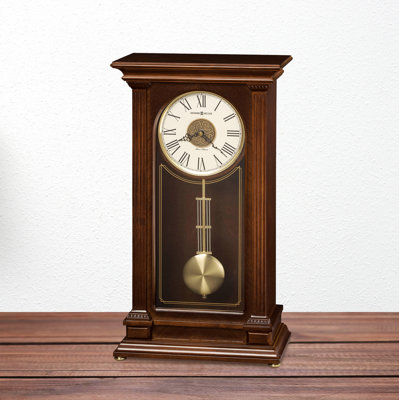 Stafford Traditional Roman Numeral Teak Solid Wood Quartz Movement / Crystal Tabletop Clock in Cherry Bordeaux