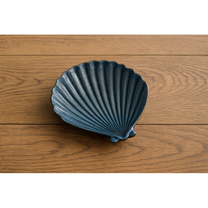 Jewelry Tray - Dual-Color Ceramic Starfish, Blue, Scallops