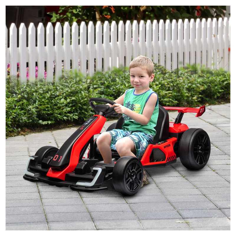 Kart électrique avec siège réglable Aosom 24V pour enfants de 6 à 12 ans, rouge
