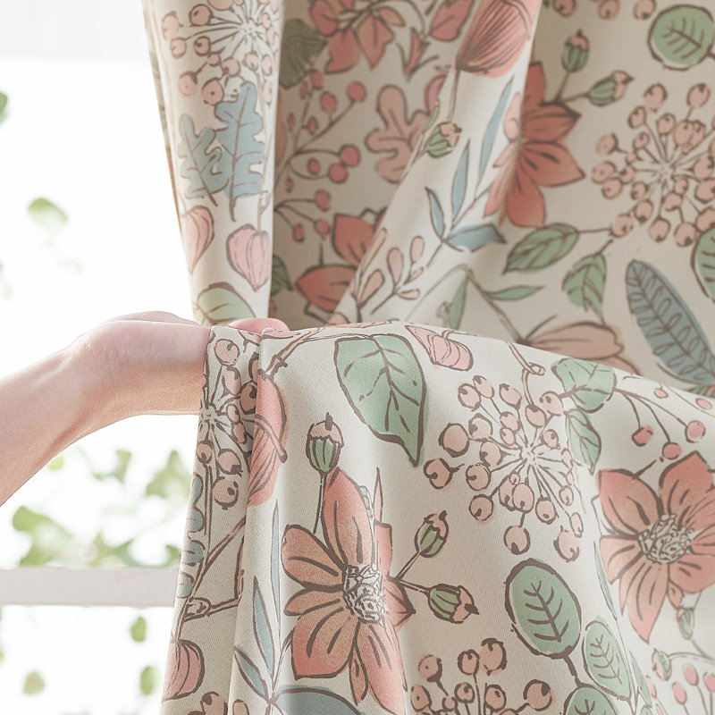 Blackout Kids Curtains Floral Curtains for Girl Room Grommet Top Curtain Pair, 52" W x 84" L, Pink