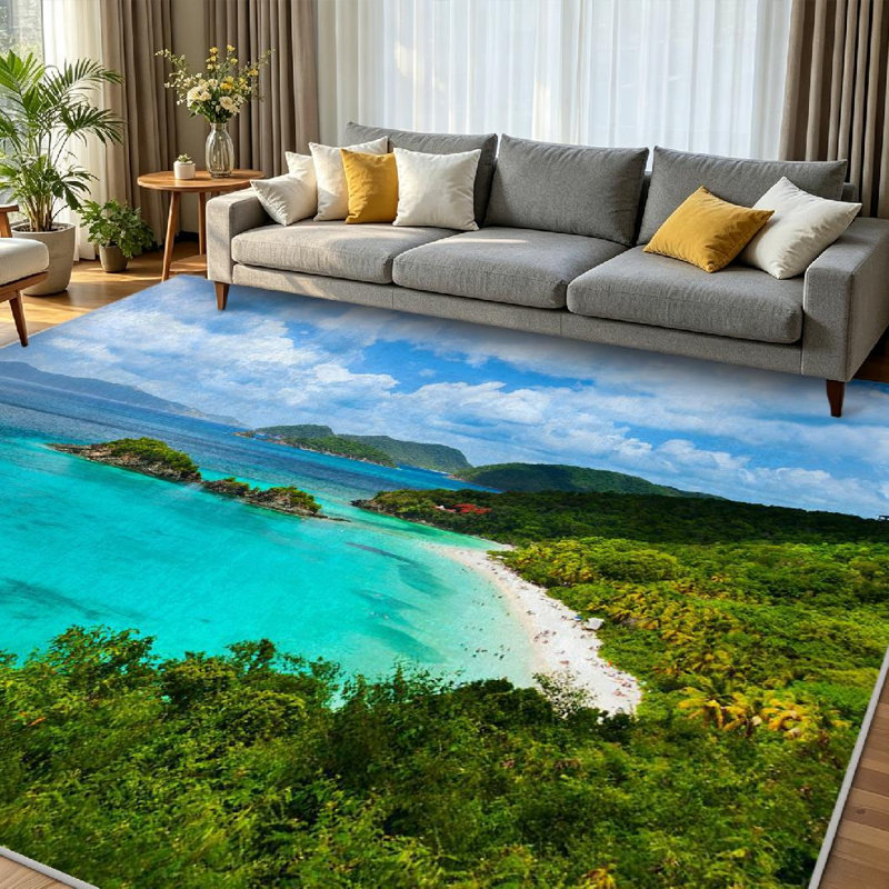 Magnifique tapis d'intérieur transparent lavable à la machine, Trunk Island, Rectangle 79 po x 118 po