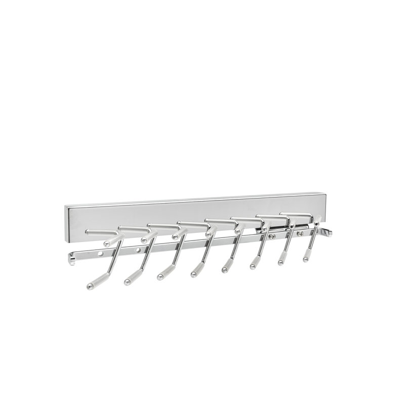 Sidelines Sliding Tie Rack For Custom Closet Systems, Polished Chrome
