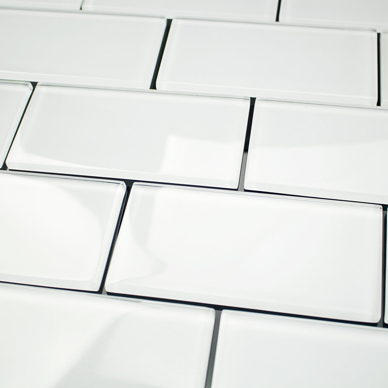Lucid 3'' x 6" Glass Subway Wall Tile (32 pieces 4 sq.ft./Box), Bright White