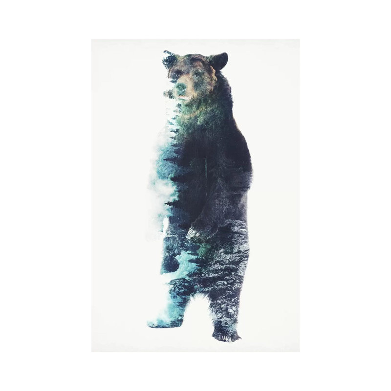 «Misty Bear» par Barrett Biggers - peinture sur toile tendue, H 26 po x l 18 po x 1,5 po