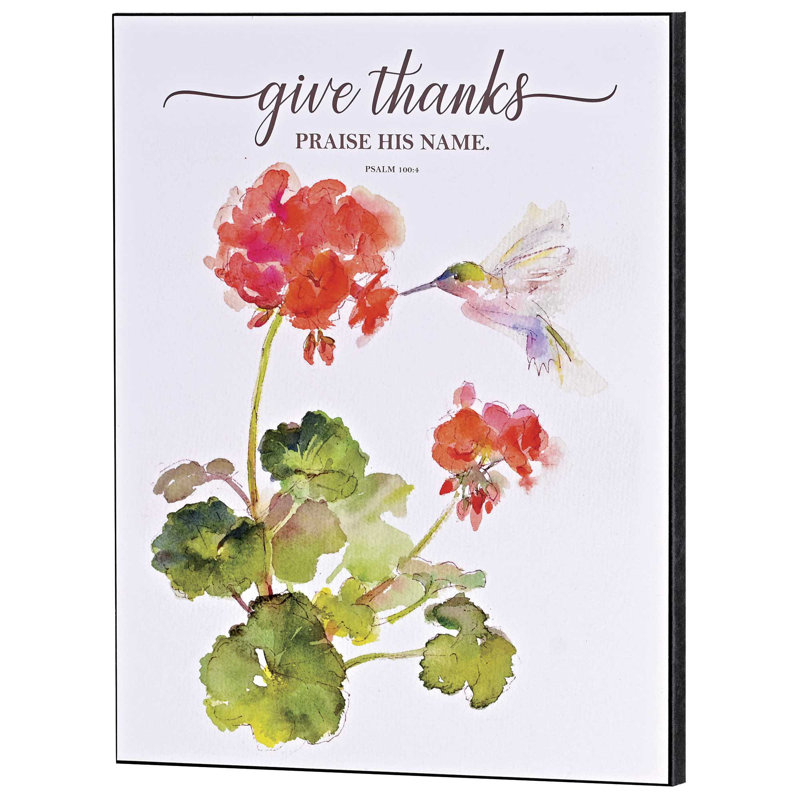 Wall Plaque Hummingbird Red Give Thanks