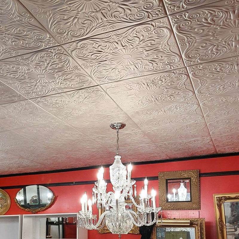 Carreau de plafond blanc en polystyrène 1,63 pi x 1,63 pi