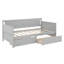 Lit de jour simple en bois de pin avec deux tiroirs de rangement sous le lit, structure en bois massif-845203359