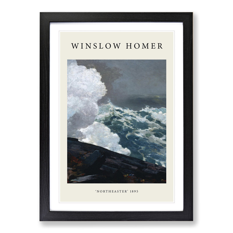 Northeaster by Winslow Homer - Picture Frame Painting, 48cm H x 36cm W x 2cm D, Black