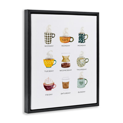 Art mural sur toile Days of Week Coffee Mugs, design par Joy Hall