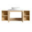 Meuble-lavabo mural 54 po avec lavabo d'art en céramique, 2 tablettes de rangement et 2 portes à fermeture en douceur