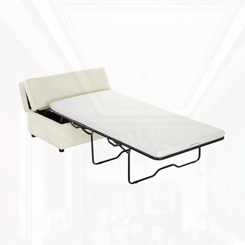 Lit simple avec repose-pieds pliant, Beige