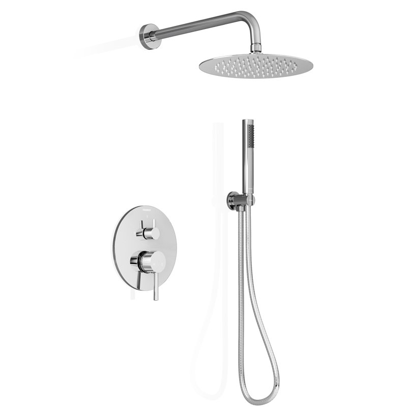 Crozet Pressure Balance Shower System with 10-Inch Round Rain Shower Head and Hand Shower (Valve Included), Chrome