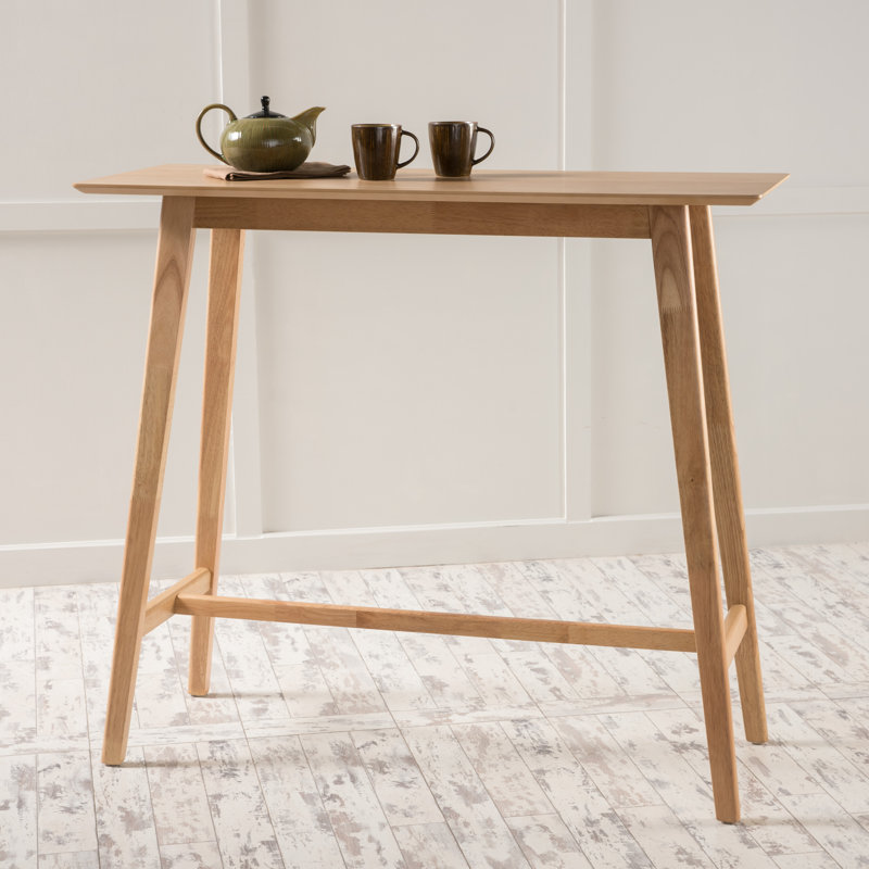  Table de bar en bois, design moderne et élégant, finition noyer naturel pour bar à domicile, pub ou espaces compacts, naturel
