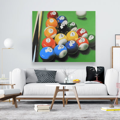 Pool Table with Ball Formation - Sports Canvas for Home Decor