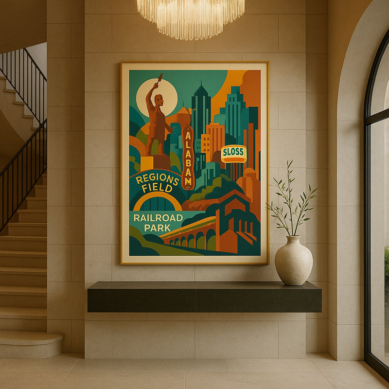 Iron City Reverie Framed Canvas Wall Art by Kasian Art Studio - Black Frame