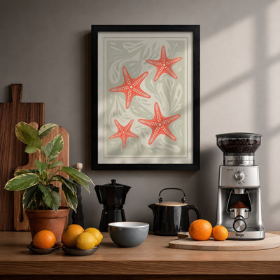 Scattered Starfish Coastal - Framed Print