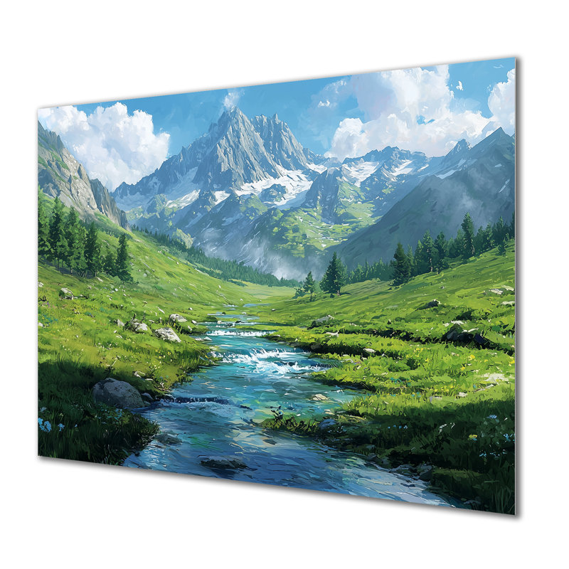 «Mountain River In The Valley Of USA II», impression murale en métal, H 30 po x l 40 po