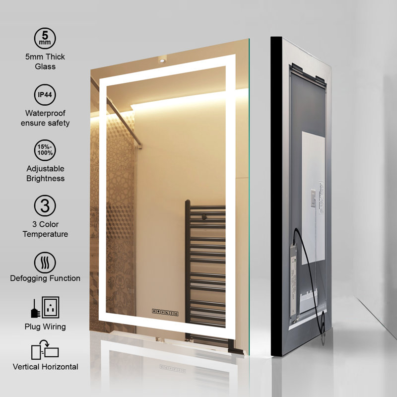 Miroir de salle de bain Andolina, 30 po x 20 po