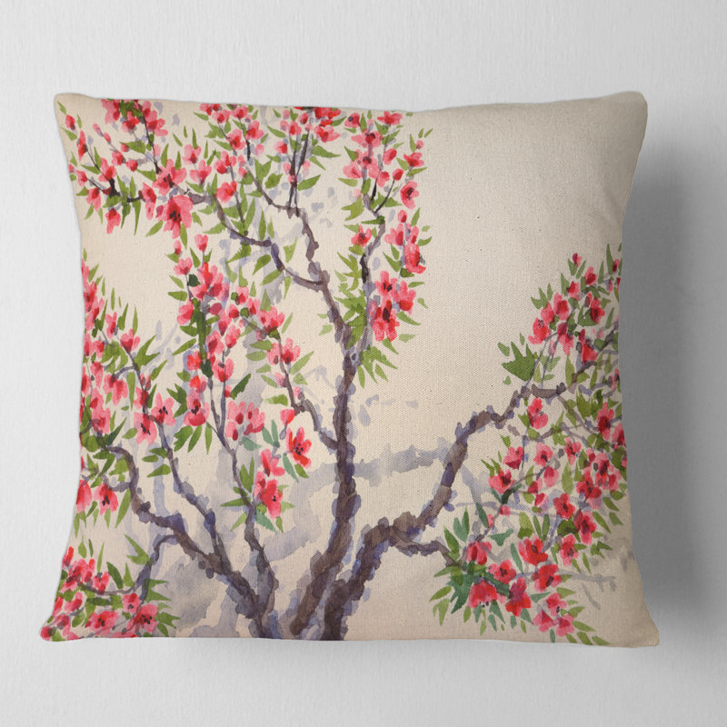 Housse et insert de coussin carré Fleurs sur l'arbre en fleurs I, 16" x 16"
