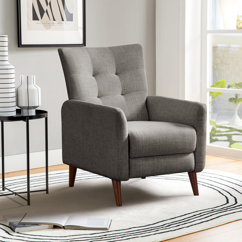 Fauteuil inclinable Amaurie Tacho avec dossier capitonné, Polyester bleu