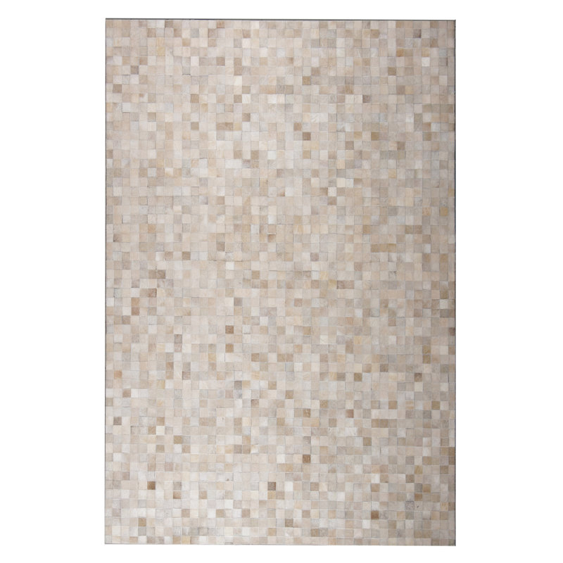 Tapis géométrique beige touffeté à la main, Rectangle 5 pi x 7 pi