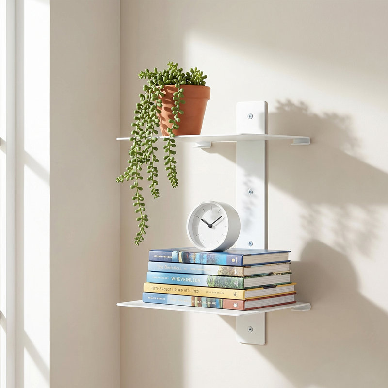 Tablettes murales flottantes Modern Modern, Blanc / Blanc