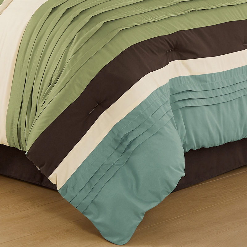 Ensemble d'édredon matelassé vert 6 pièces Pintuck, King
