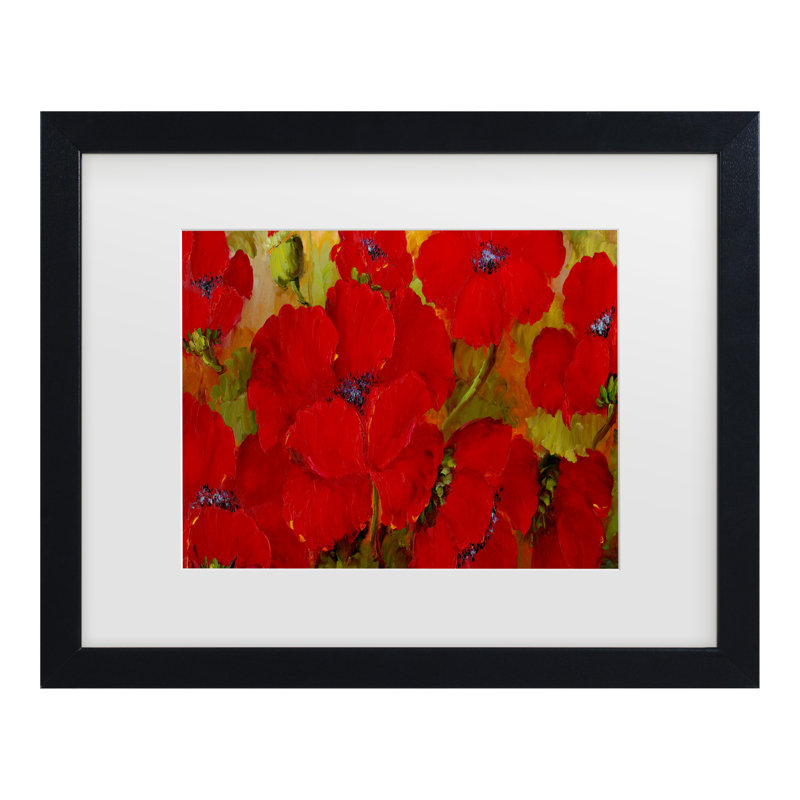 «Red Flowers», reproduction sur toile, H 11 po x l 14 po x p 0,5 po, Cadre noir