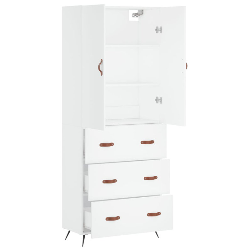 Lundergan 4 Door Manufactured Wood Wardrobe, White