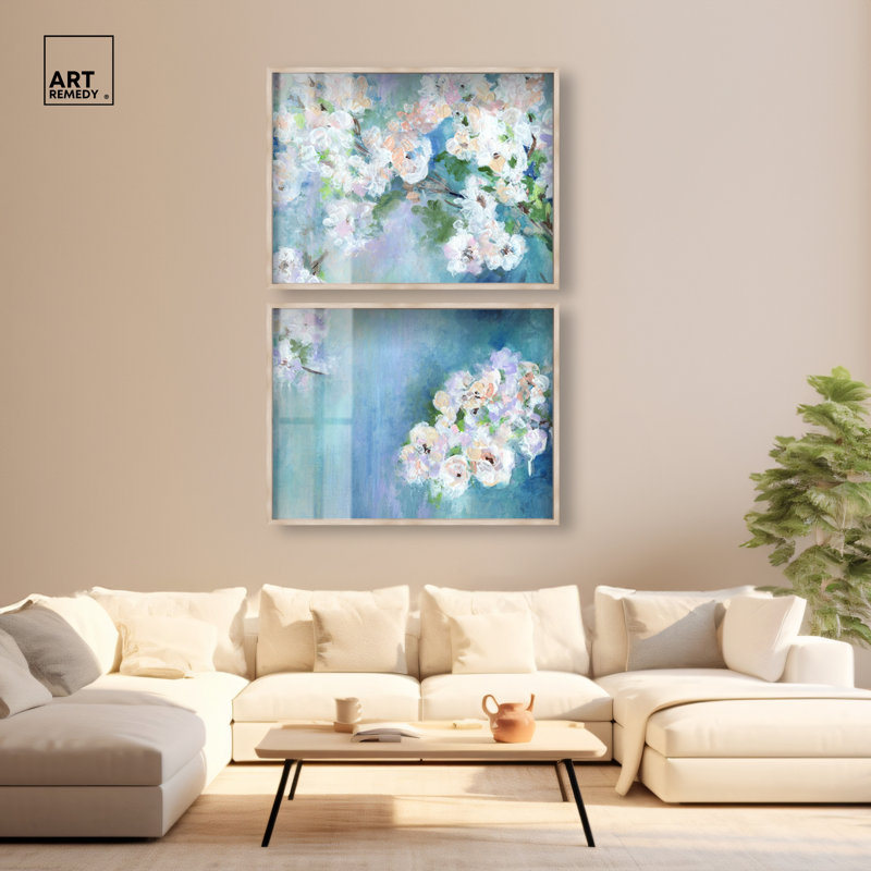 «Brighten My Day II», grande reproduction abstraite surdimensionnée 2 pièces par Art Remedy, cadre blond, 40 x 30