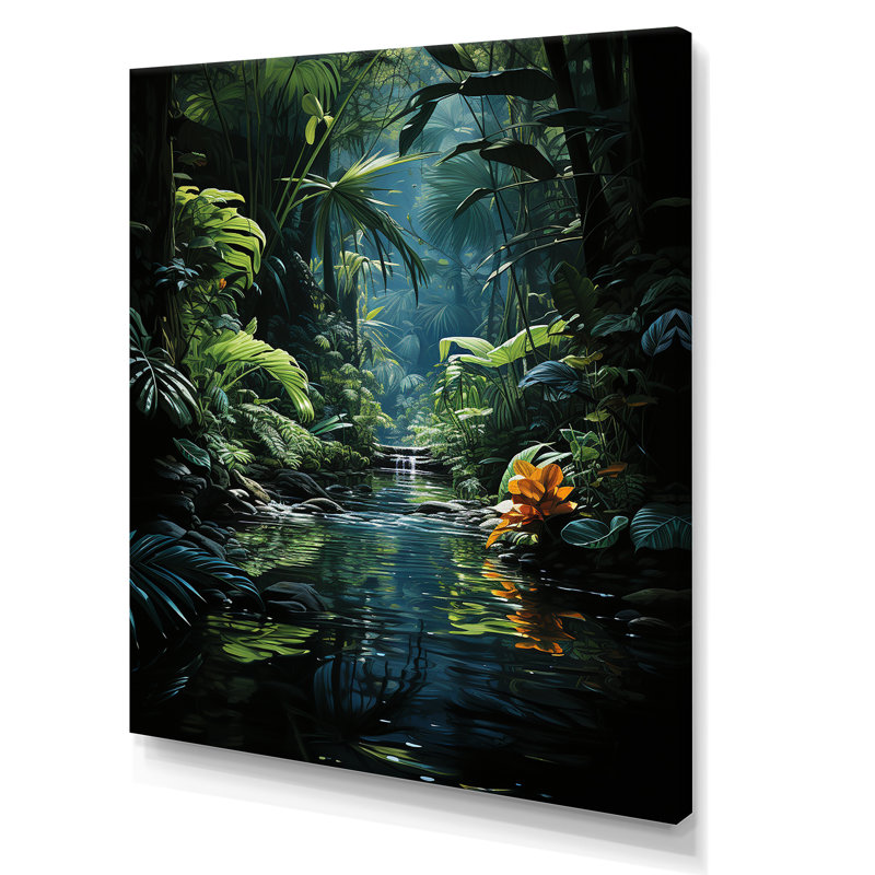 Jungle Palm Trees Azure Archway sur toile, H 20 po x l 12 po x P 1 po, Toile tendue