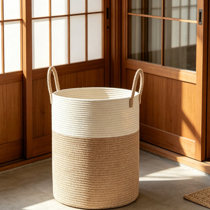 Collapsible Cotton Rope Laundry Hamper, Large Storage Basket With Reinforced Handles, Machine Washable Organizer For Clothes Toys Blankets, Perfect For Bedroom Bathroom Nursery Laundry Room