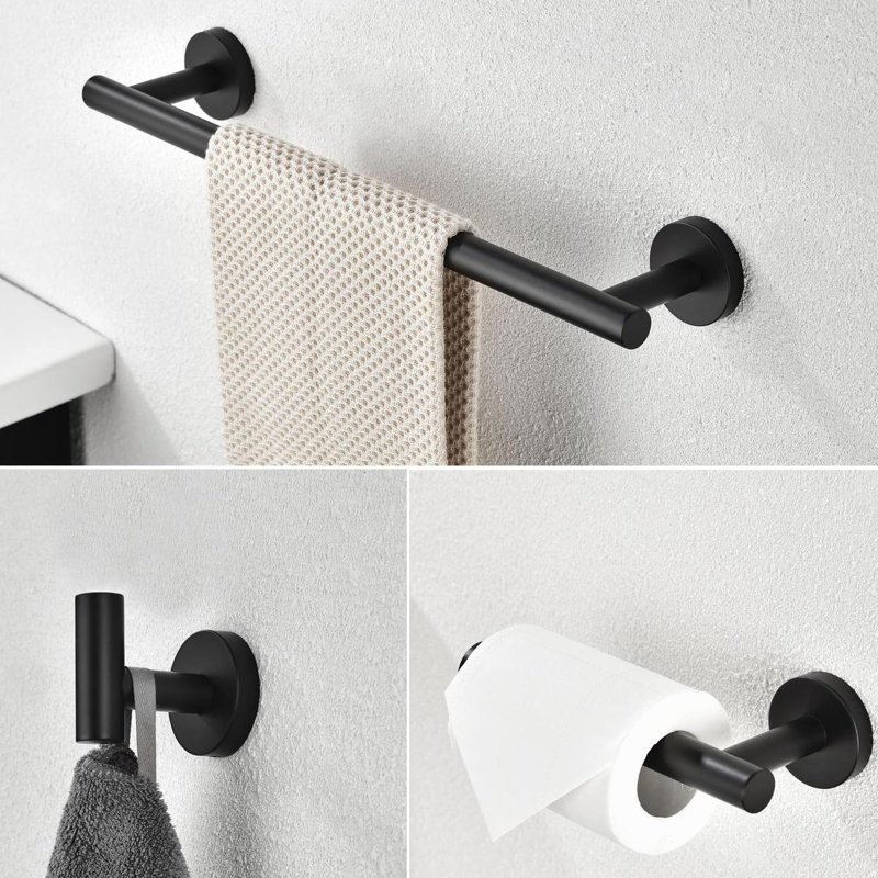 3 - Piece Bathroom Hardware Set, Matte Black