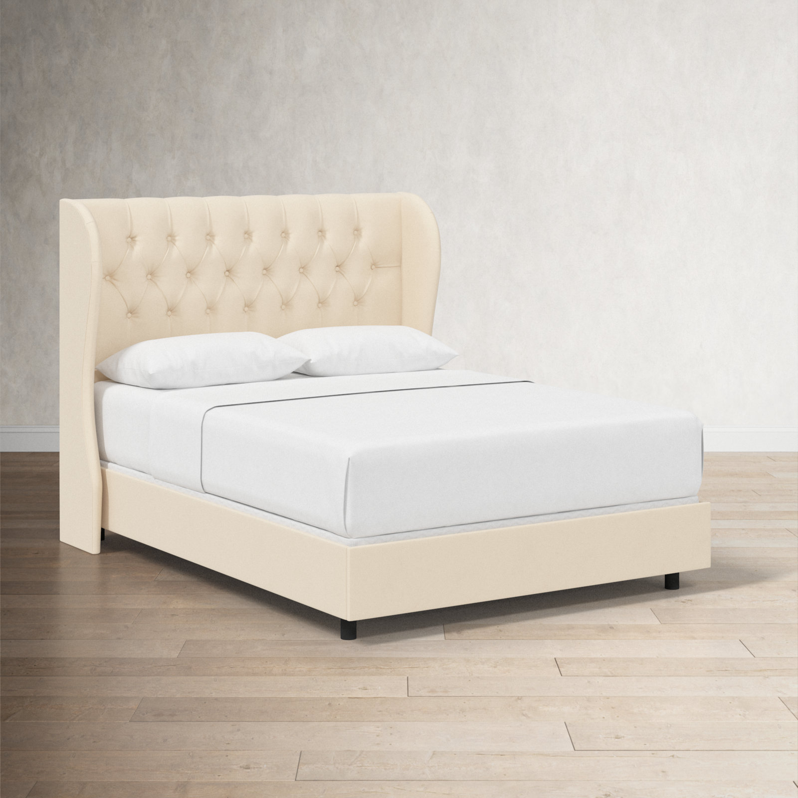 Tomey Wingback Bed, Zuma White Textured Linen, Twin