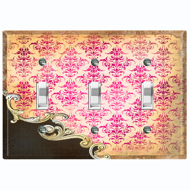 Plaque murale à 3 interrupteurs à bascule Damask Frame
