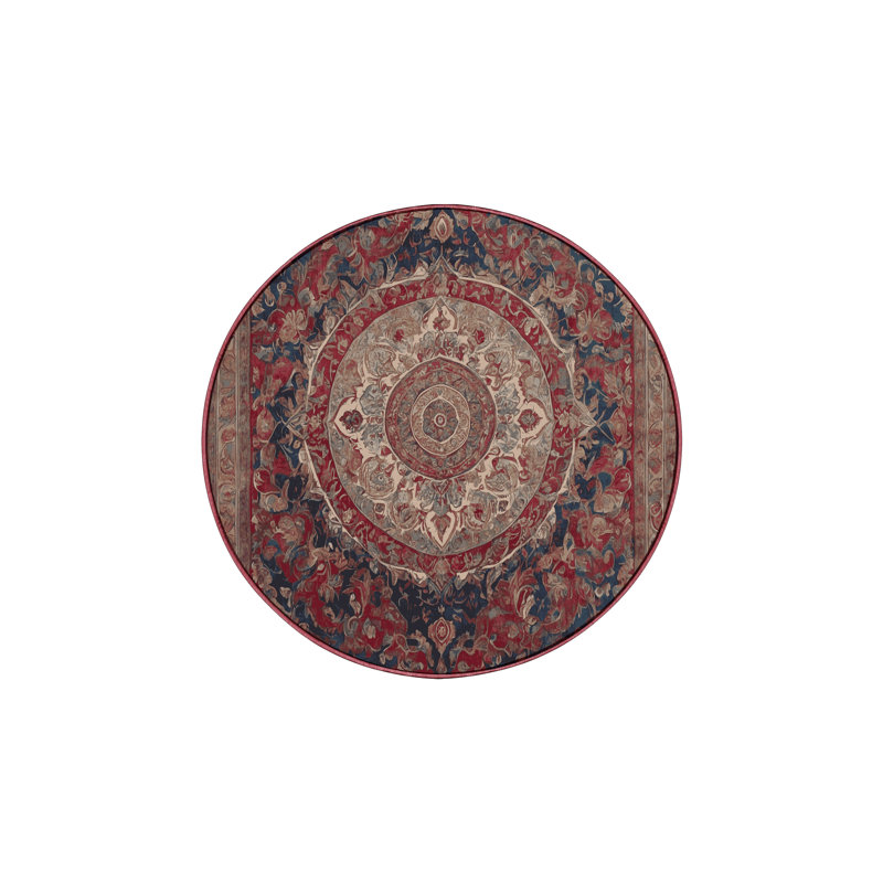 Tapis brun soyeux et moelleux, Rond 4 pi