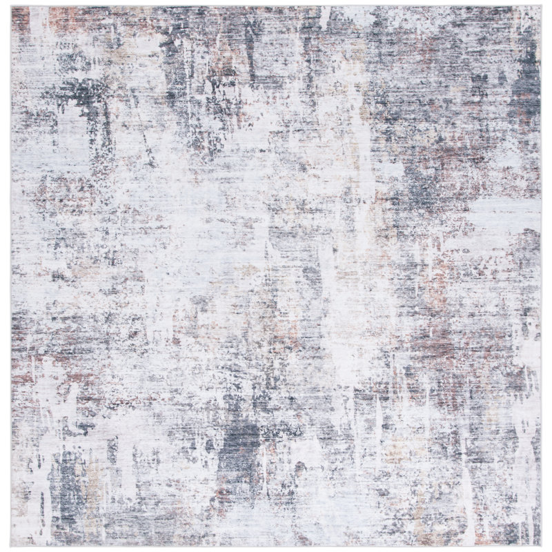 Sunah Monica Performance Machine Washable Abstract Rug, Square 6'