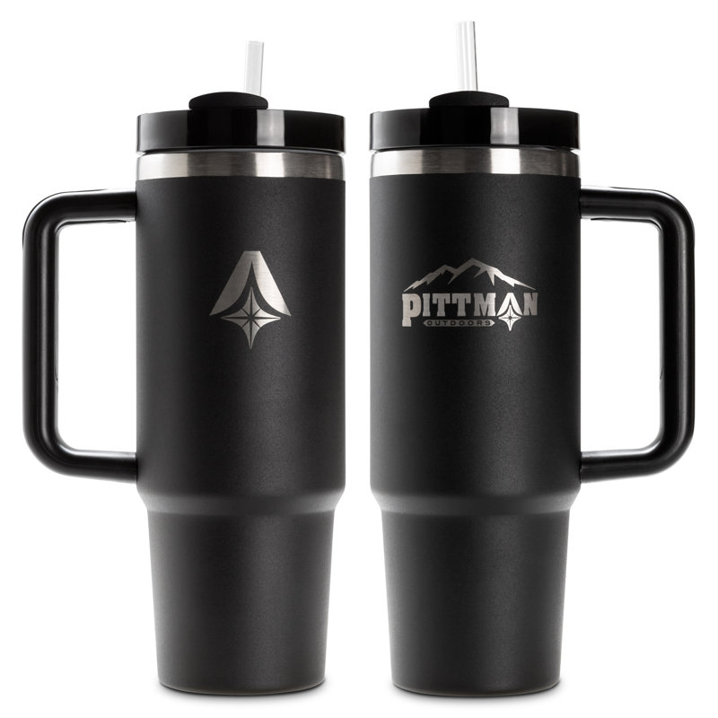 Tasse de voyage en acier inoxydable Pittman, 30 onces, Noir