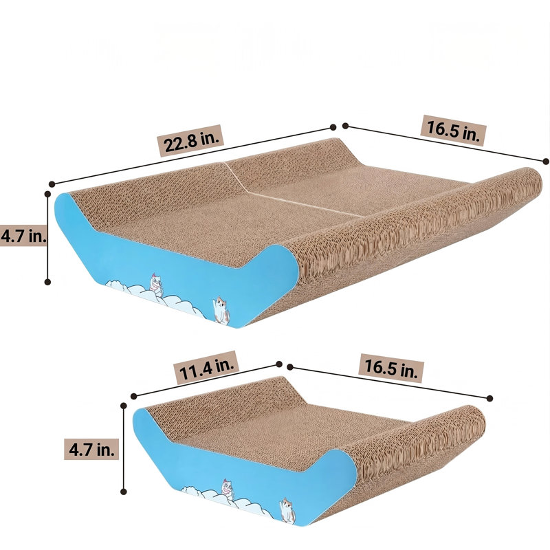 Grand griffoir en carton pour chat, planche à gratter ondulée 22,8 x 16,5 po pour chats d'intérieur, protecteur de meuble