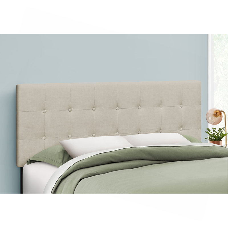 Lit, tête de lit seulement, grand lit, tapissier, aspect lin, transitionnel, Beige, Grand lit