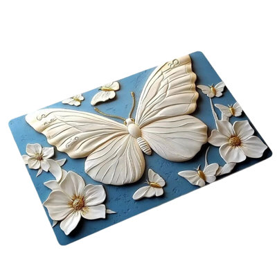 Kbndieu Bathroom Rugs Bath Mat BUtterflies-themed Rug Winter Foyer Decorative Mat Bathroom Non-s Lip Mat