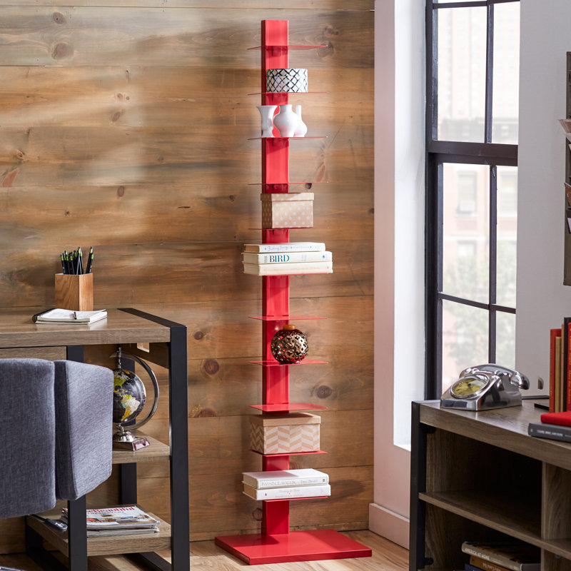 St Catherine Bookcase, Red, (11 Shelves) 65.25" H x 15.75" W x 16" D