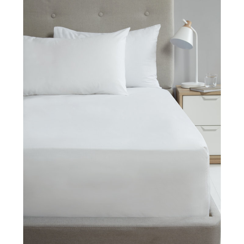 Asaru 180 Thread Count Cotton Blend Percale Fitted Sheet, Super King (6'), White