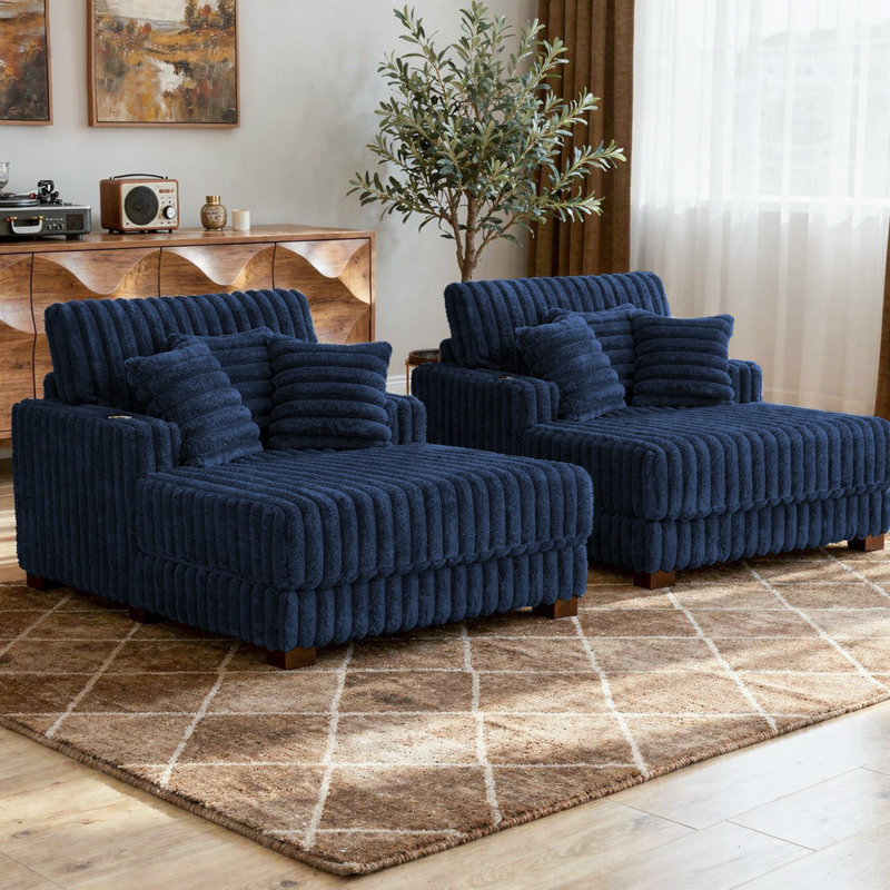 Chaise longue d'intérieur en fausse fourrure, Marine, Faux Fur