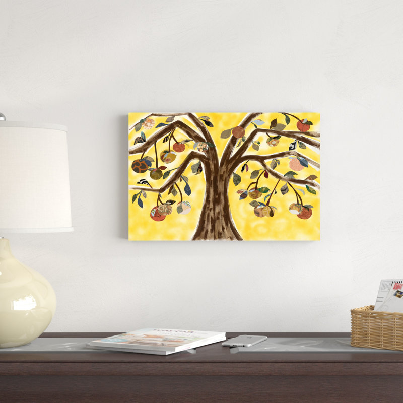 " Yellow Orange Tree " Mixed Media Print, 12" H x 18" W x 1" D
