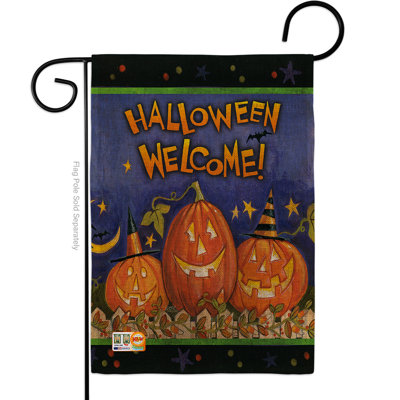 Drapeau de jardin à double face vertical "breeze décoration g162079-db halloween welcome en toile jute" , vertical 13" x 18,5"