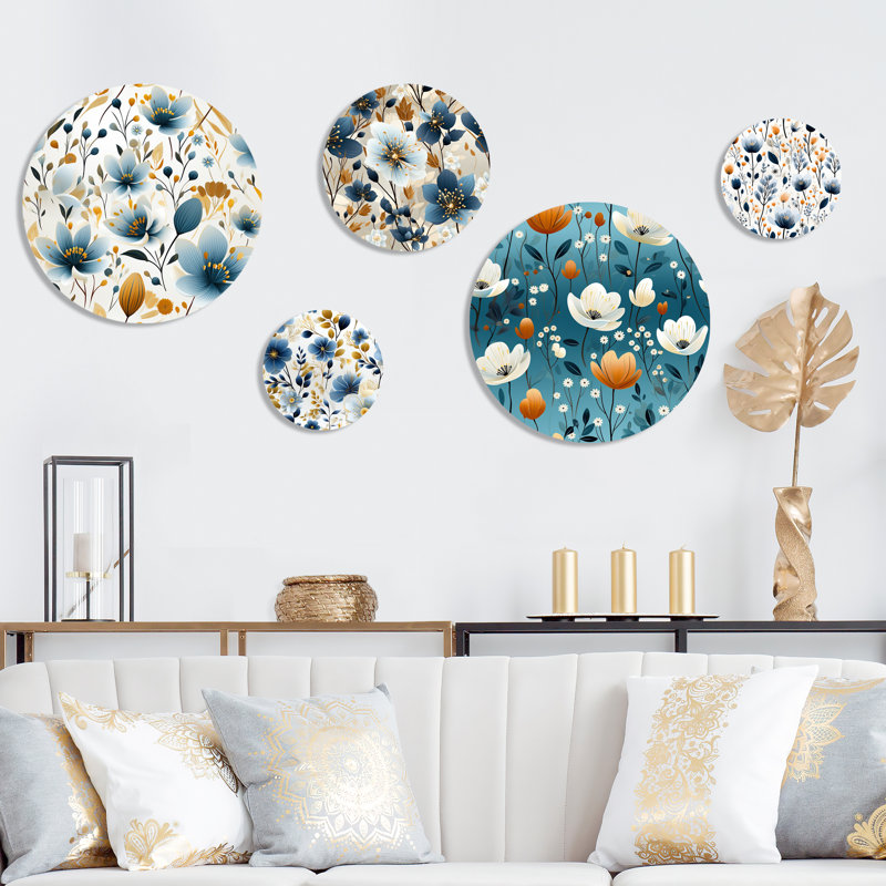 Tyngsborough - Ensemble d'art mural floral rond et floral de 5