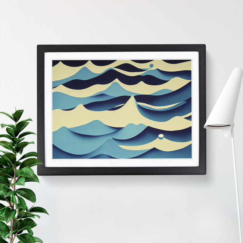 Abstract Ocean Wave Vol.3 - Single Picture Frame Print, Black, 46cm H x 64cm W x 2cm D