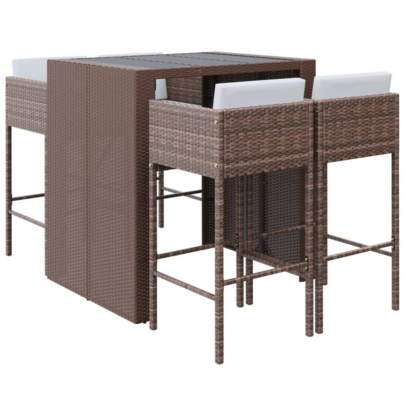 4 - Person Patio Dining Set with Rectangular Table , Cushions Included, Brown/Brown