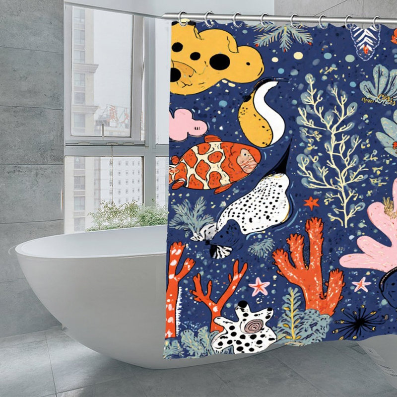 Rideaux de douche Créatures sous-marines et coraux, 71 x 71